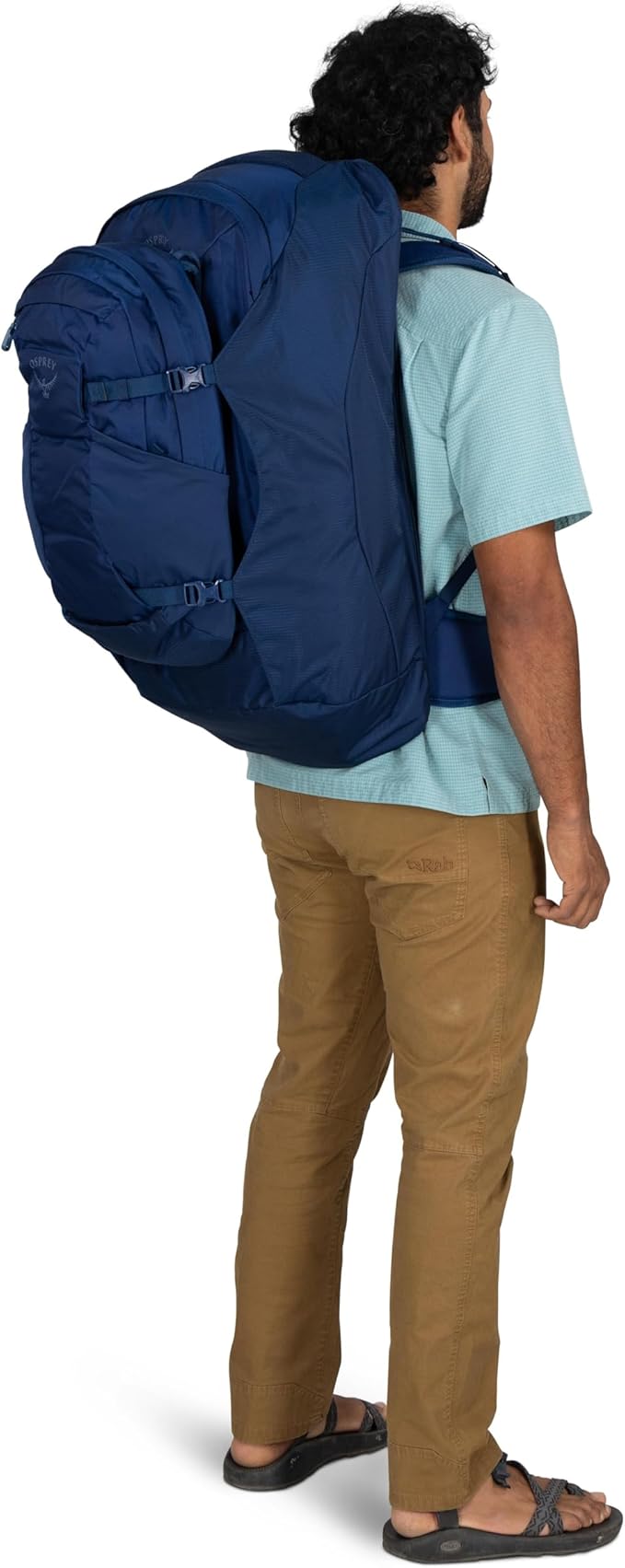 Osprey Farpoint 70L Men's Travel Backpack - Large Adjustable Travel Bag with Detachable Daypack, Antique Blue