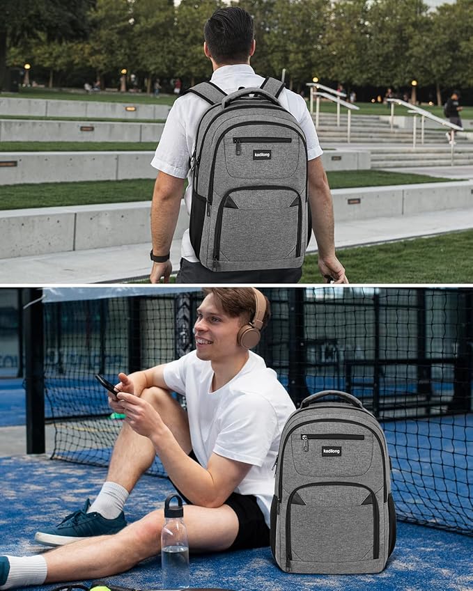 Business Laptop Backpack for Men, 17.3 Inch Travel Laptop Bag Back Pack with USB Charging Port, Water Resistant Bookbag Computer Backpack for Work College, Dark Grey