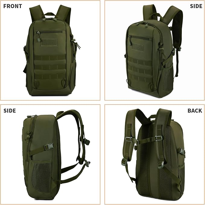 HUNTVP 10L/20L/30L Tactical Backpack Military MOLLE Backpack Rucksack Gear Tactical Assault Pack for Hunting Camping Trekking (20L-Army Green)