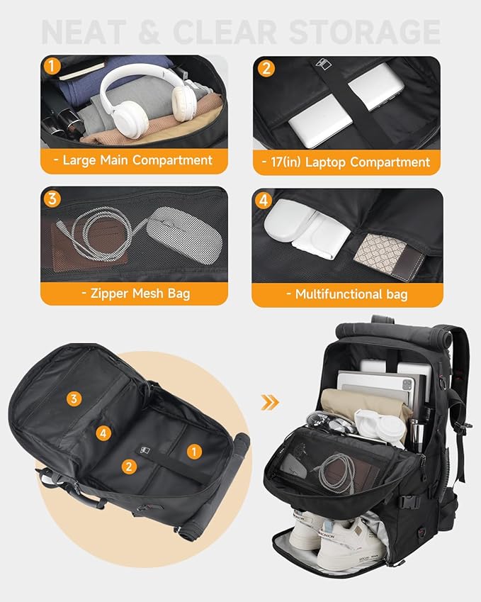 Travel backpack for men,60L Extra Large Carry on Backpack Durable Convertible Duffle Bag with Shoe Compartment Fit for 17 Inch Laptop for travel, camping,Weekender Hiking