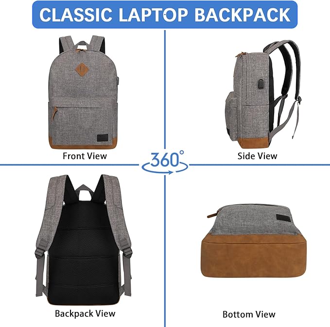 Goloni Backpack for Men Women, Anti-Theft Travel Laptop Backpack, Water Resistant 17.3 Inch USB Charging Backpack, Large Capacity Work Commute Bag