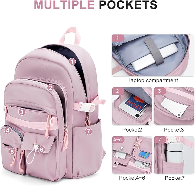 weradar Aesthetic College Backpack Women,Students Casual Travel Daypacks,High School Bookbags For Teen Girls,Cute School Backpack With Lots of Pockets(purple)