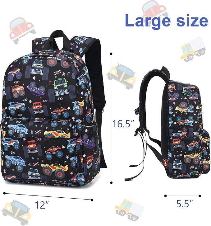 LEDAOU Kids School Backpack with Lunch Box for Boys Girls Kindergarten BookBag School Bag Preschool Toddler Backpack (Black)