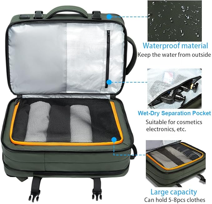 BANGE Expandable Travel Backpack,35LCarry on Backpack for Women Men Airline Approved Gym Backpack Waterproof Business Laptop Daypack…