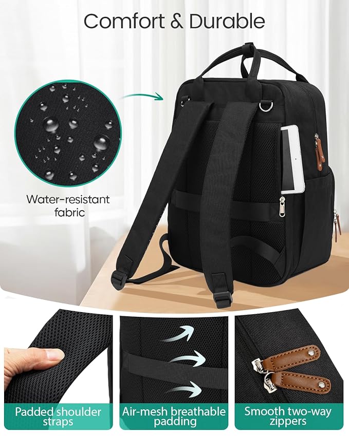 Extra Large Diaper Bag Backpack for Two Kids Twins - Expandable Baby Bag (26-36L), Dual Big Compartments - Includes Changing Pad & Stroller Straps, Unisex Black