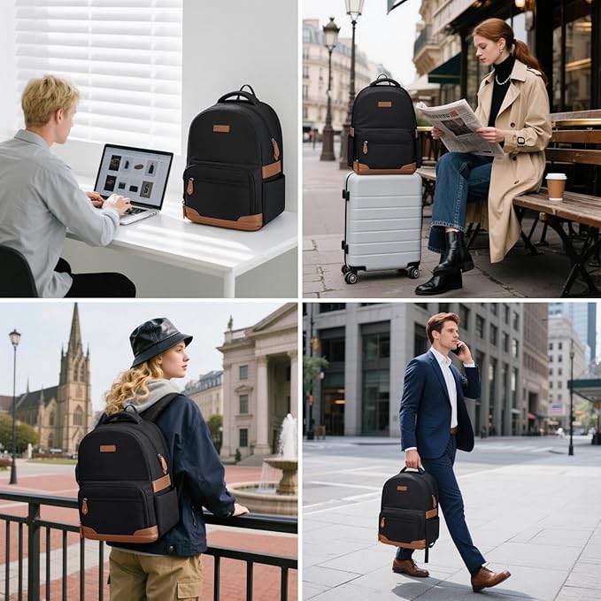 RealCool Laptop Backpack, 31L Travel Backpacks Gift for Women Men, Fits up to 15.6-17 Inch,Water Resistant College Bookbag, for School Business Trip (Black)