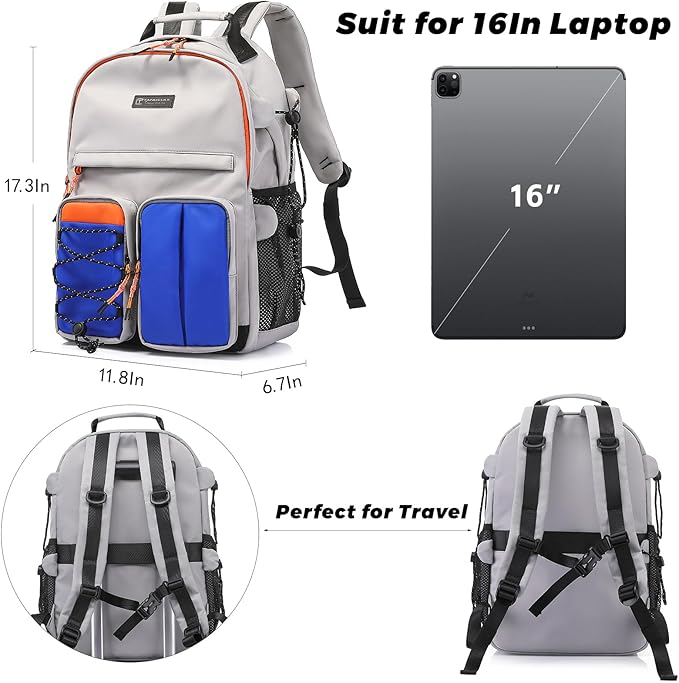 Lightweight Durable College Travel Backpack,25L Daily Casual Bookbag Backpack fit 15.6 Inch Laptop, Water Resistant Work Outdoor Hiking Backpacks With Multifunction Pockets for Men Women