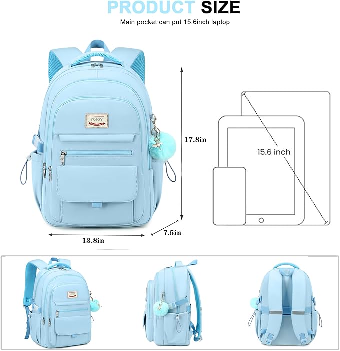 Laptop Backpack 15.6 Inch College Backpacks for Women,School Backpack for Girls, Anti Theft Travel Daypack Bookbags (Blue)