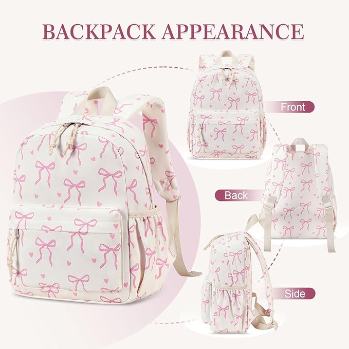 LOIDOU Mini Backpack for Girls, Small Backpack Purse Women Girls Cute Pink Bow backpacks School Bookbag Casual Back Pack Teens
