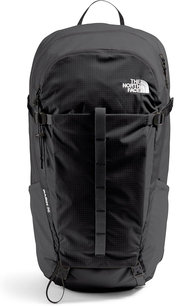 The North Face Basin 36 Liter Technical Daypack with Rain Cover | Unisex Backpack, Padded Hipbelt, Chest Strap, Hiking Pole Attachment, TNF Black/TNF Black-NPF, One Size