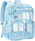 Vorspack Clear Backpack Heavy Duty - Large Clear Bookbag Transparent See Through Backpacks for College Work Festival - Sky Blue