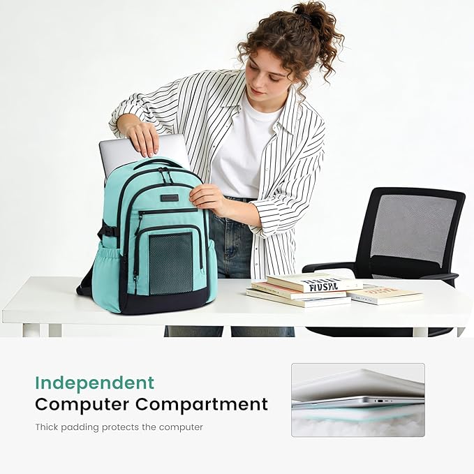 LOVEVOOK Laptop Backpack for Women with Large Cup Holder,17.3 Inch Work Computer Bag with Chest Buckle Back Pad Shoulder Buckle,Waterproof Business Backpack College Teacher Bag for Gift Travel
