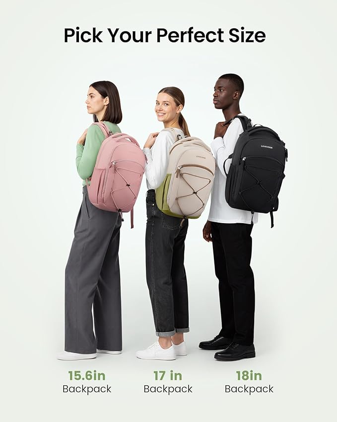 LOVEVOOK Travel Backpack for Women & Men With Giant Tumbler Holder,15.6 Inch Classic Laptop Work College Teacher Carry on Backpack Purse,Personal Item Backpack Hiking Computer Bag,Beige-Mustard Green