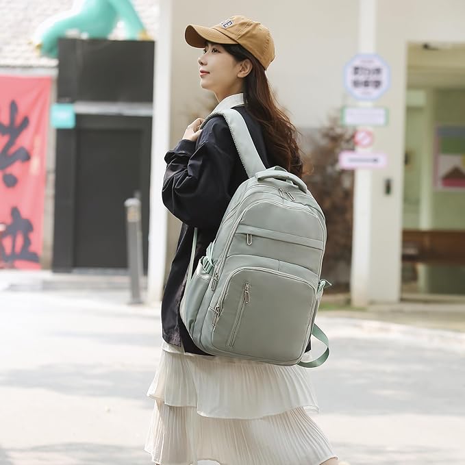 Cute School Backpack for Women Men Casual Travel Laptop Backpack Aesthetic Lightweight College Bookbags for Kids(Green)