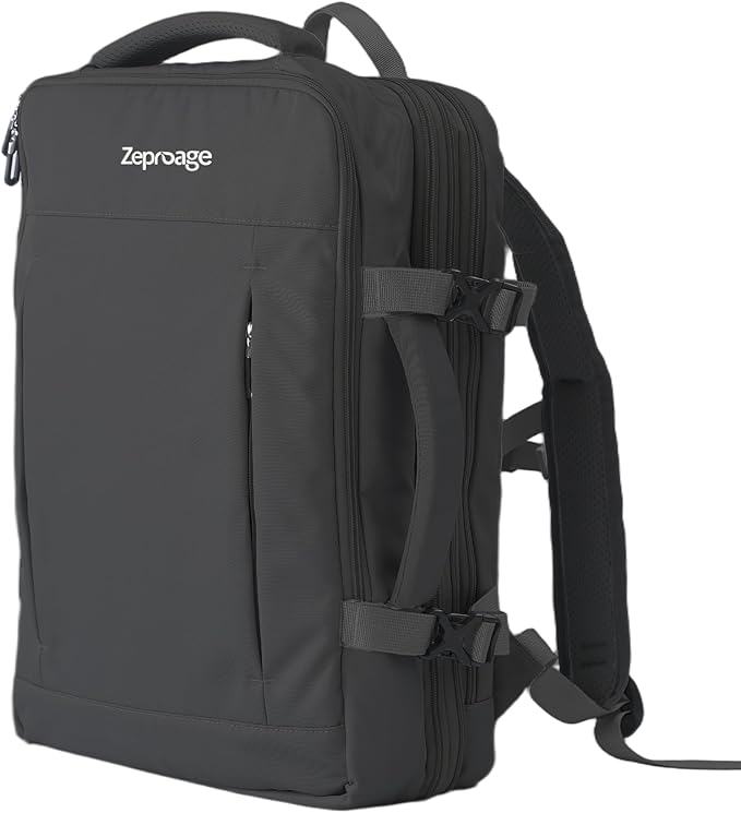 Travel Backpack, Expandable Large Capacity Business Work, Water Repellent Carry On Daypack with USB Charging Port, Fit 17 Inch Laptop, Bag for Men and Women, Black