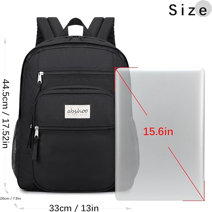 abshoo 32L Big Student Laptop Backpack For College Men Women Middle High School Teen Bookbag Travel Backpack Daypack (Black)