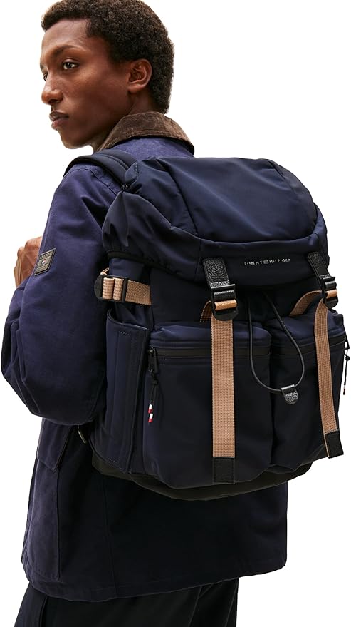 Tommy Hilfiger Mens Travel Flap Backpack,SPACE BLUE One Size