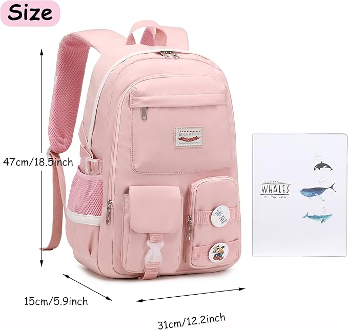 Makukke School Backpacks for Teen Girls - Laptop Backpacks 15.6 Inch College Cute Bookbag Anti Theft Women Casual Daypack,Pink Backpack