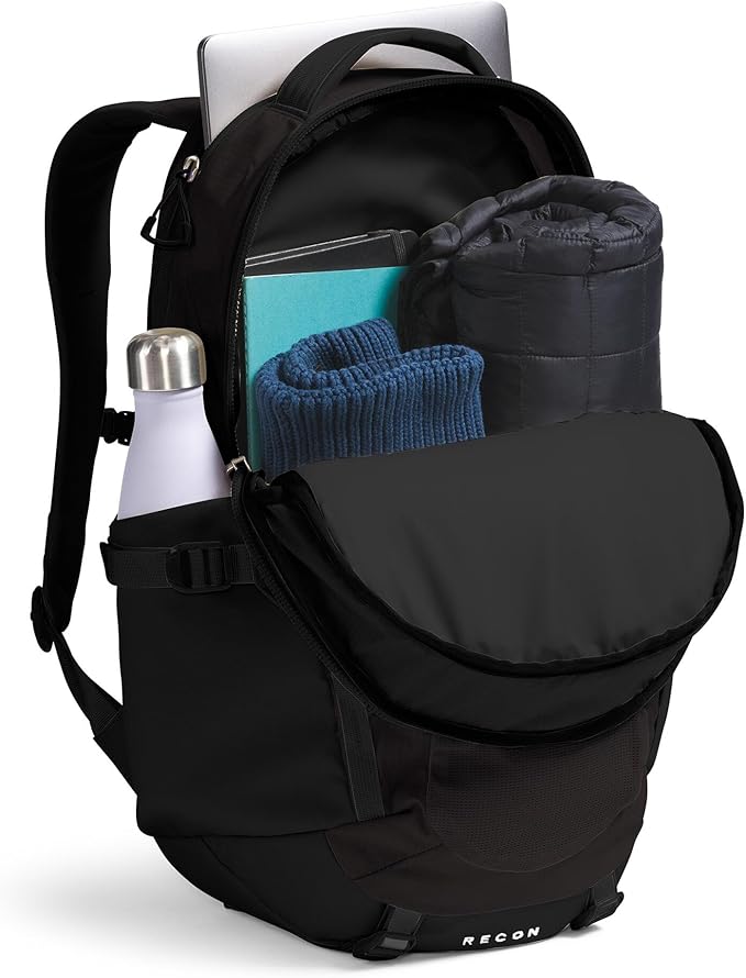 The North Face Women's Recon Everyday Laptop Backpack - Commuter Travel Bag, 18" Laptop Sleeve, Water-Repellent, TNF Black/TNF Black-NPF, One Size