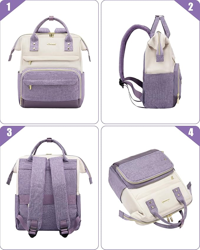 LOVEVOOK Mini Backpack for Women, Cute Small Backpacks Purse, Fashion Bag for Work Travel Gift, Lightweight Daypack, White-Purple