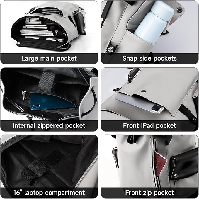 Vintage Leather Travel Backpack For Men Fit 15.6 inch Laptop Waterproof Large School Casual Bookbag Work College Smooth Zipper Backpack Gift