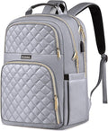 Backpack for Women, Large School Backpack, Girls Bookbag with USB Charging Port, 17.3 Inch Work Travel Laptop Back Pack Purse Casual Daypacks, Grey