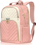 Backpack for Women, School Backpacks for Teen Girls, Stylish Cute Laptop Backpack, Teacher Student College Bookbags, Beige & Pink