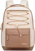 School Backpack for Teens Girls, Aesthetic College Backpack Large Bookbag for Women Students Fashion 17 Inch Laptop Bag for Work Travel (Khaki Beige)