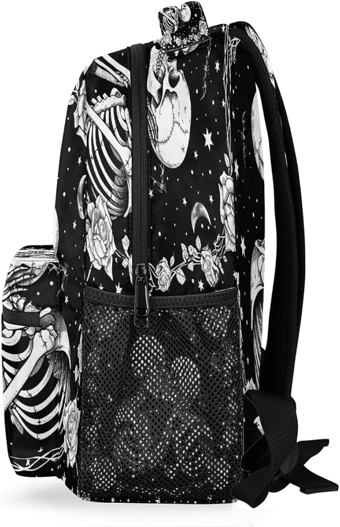 Pardick Skeleton Skull Backpack for Kids Girls Boys Lightweight School College Students 18in Bookbag Large Capacity Computer Backpacks Laptop Rucksack Travel Gym Hiking Camping Daypack
