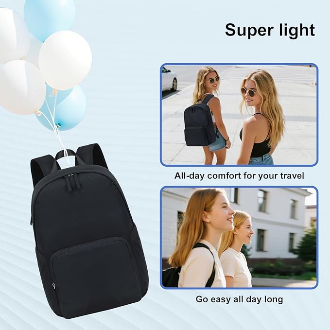 BTOOP Backpack for School Girls Teens Lightweight College Bookbag Casual Work Travel Laptop Backpack for Women Water Resistant Black Backpacks(Black)