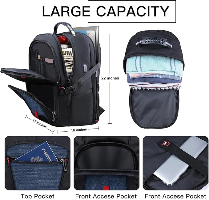 Laptop Backpack, 18.4 Inch Laptop Backpacks for Men Women, 55L Anti Theft Water Resistant College Bussiness TSA Airline Approved Work Computer Backpack, Blue