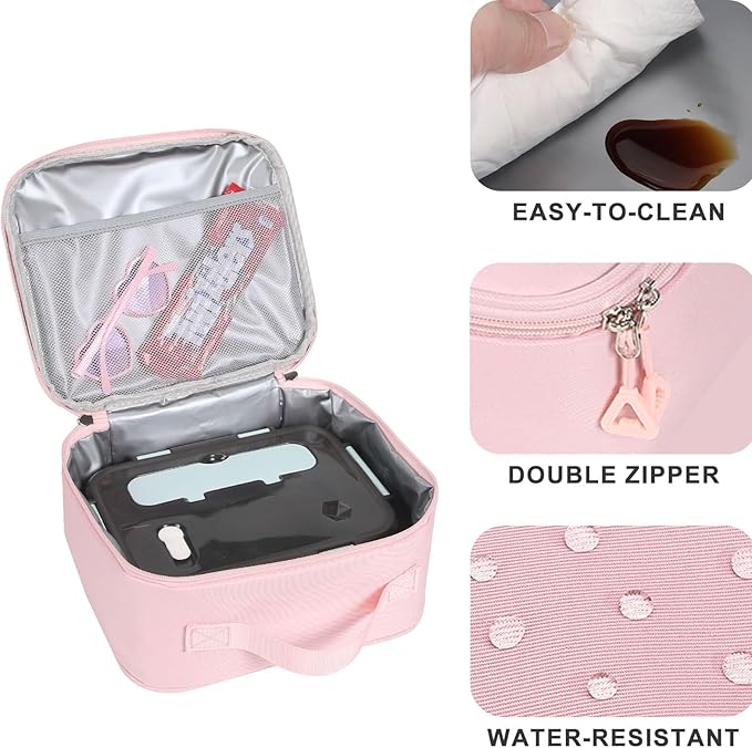 Phaoullzon Teen Girls School Backpack with Lunch Box for Boys, College Aesthetic Laptop Bookbag for Women,Pink