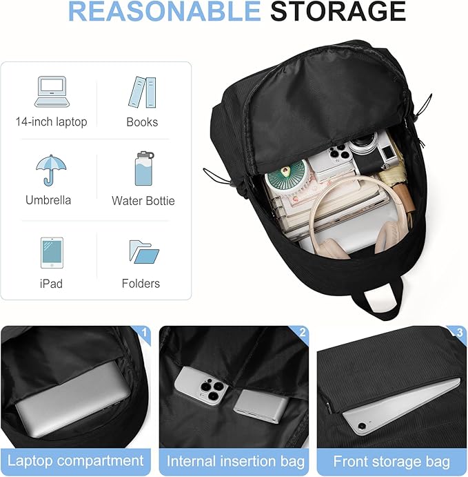 Black School Backpack for Teens Boys Girls Cute Corduroy Bookbag Classic Casual High School Bag Lightweight College Backpack For Women Men