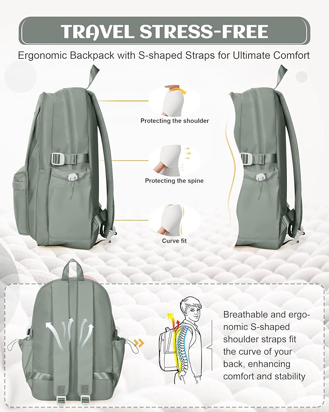 School Backpack for Teen Girls Lightweight College Backpack Women Travel Backpacks Waterproof High School Bookbag for Men Classic Casual Daypacks(Green)