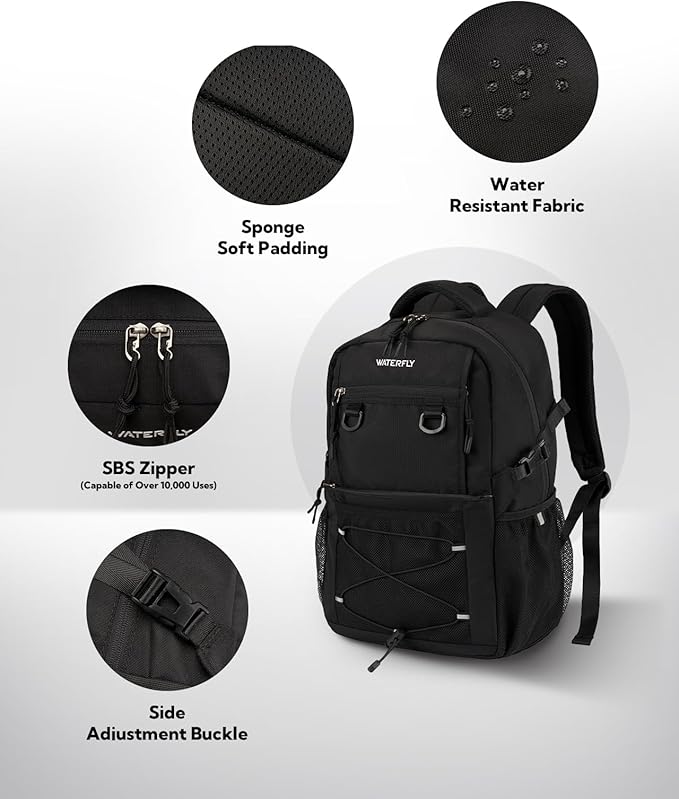 WATERFLY Travel Hiking Casual Backpack: 22L Lightweight Everyday Outdoor City Daypack College Bookbag for Women Men
