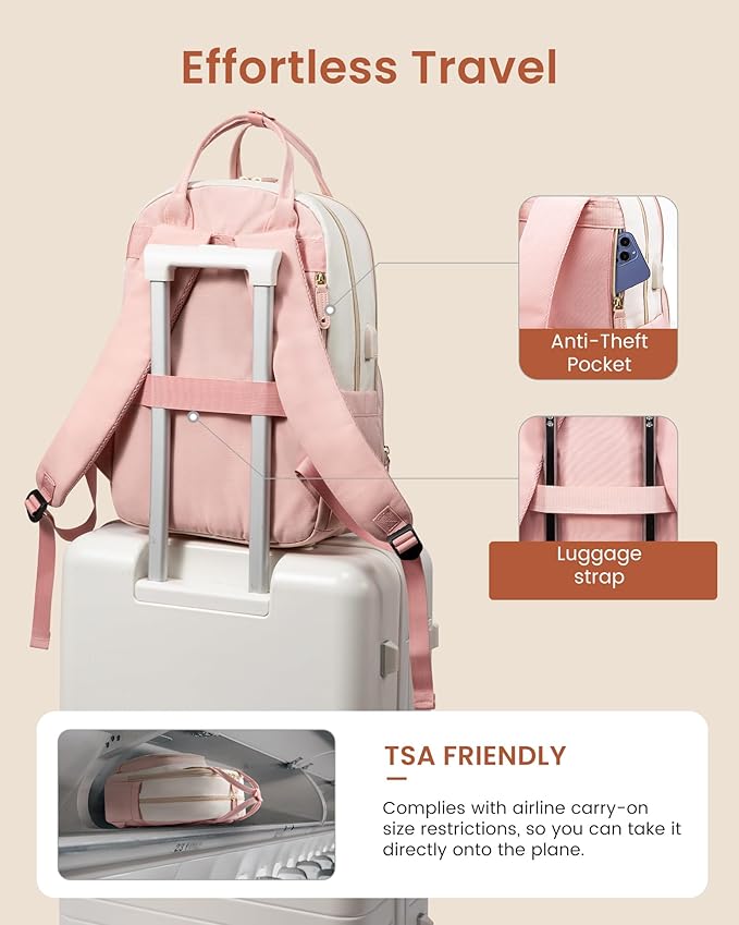 LOVEVOOK Backpack for Women,Laptop Backpack Women,Fits 17 Inch Laptop Bag,School Backpacks,Fashion Travel Work Anti-theft Bag,Waterproof Business Computer College Backpack Purse,Beige-Khaki-Black