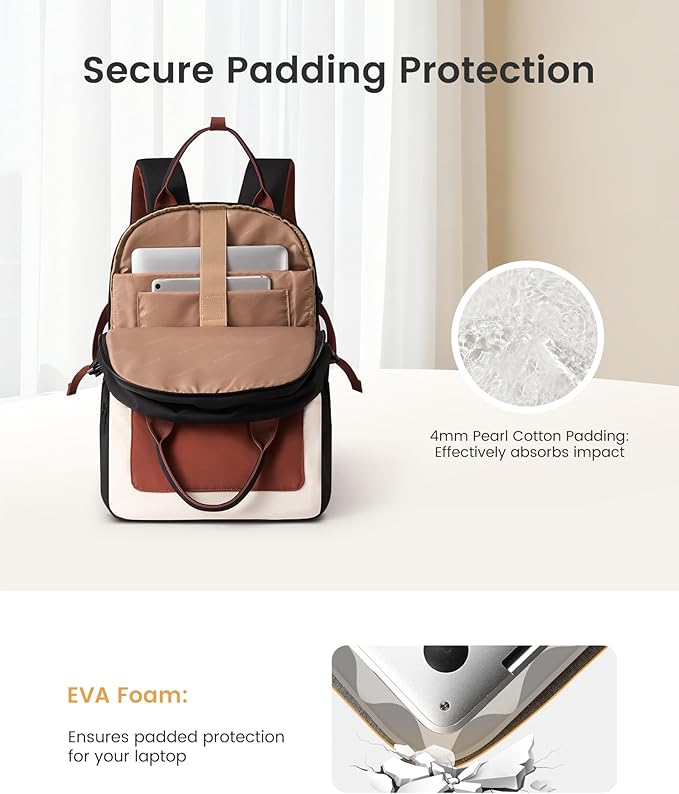 LOVEVOOK Laptop Backpack for Women - Stylish Work Backpack with Large Cup Holder, Waterproof College Teacher Backpack, Navy, 15.6Inch