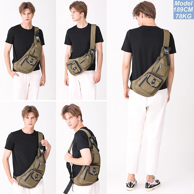 NICGID Sling Bag Chest Shoulder Backpack Crossbody Bags Casual Daypack for Men Women (Army gren-014)