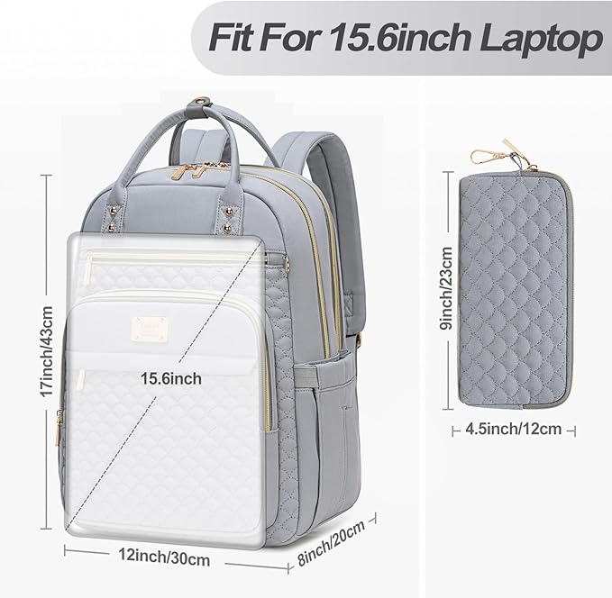 Laptop Backpack for Women,15.6 Inch Laptop Backpack for Work,Water Resistant Travel Backpack,College Bookbag with Wallet