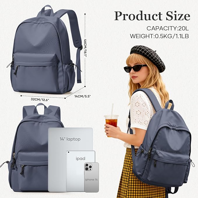 Middle School Backpack For Men Women Simple Backpack For College Students Aesthetic High School Bag Waterproof Bookbag For Teens Girls Boys（Blue Purple）