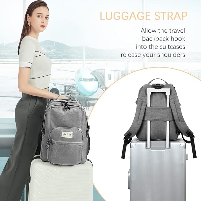 abshoo Classical Laptop Travel Backpack for Women Men College School Bookbag With USB Charging Port (Grey)