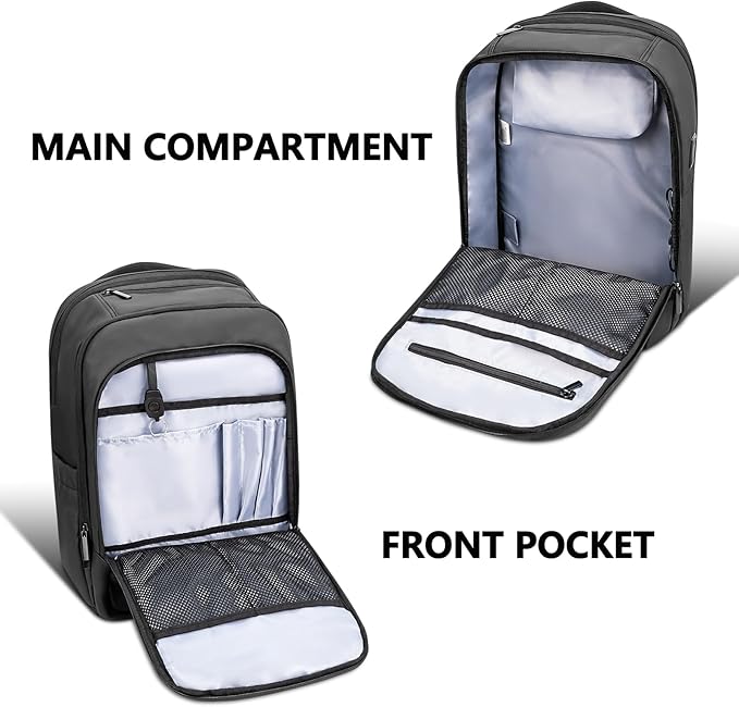 Backpack for Men Business Travel Laptop Backpack with USB Charger Lightweight Anti-Theft Water-Resistant Fits 15.6 Inch Laptop for Commute Travel Daily Work College with Small Bag (Black, 15.6MAX")