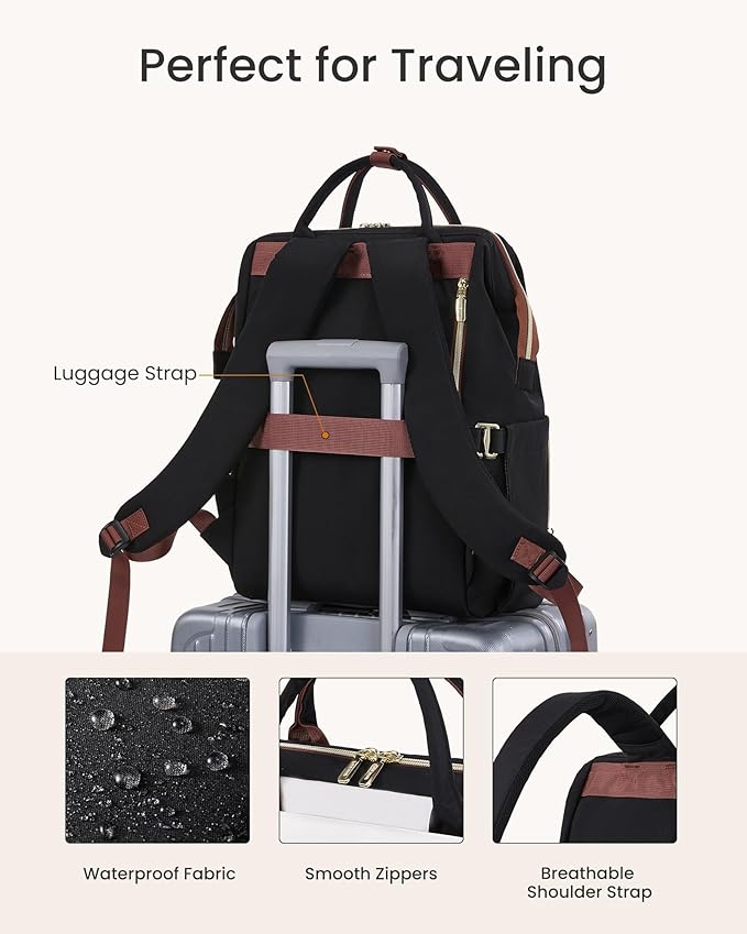 LOVEVOOK Laptop Backpack for Women with Giant Tumbler Holder Pocket, 15.6 inch Travel Work Backpack Purse for Nurse Teacher, Waterproof School Bag College Bookbag Cute Casual Daypack for Girls