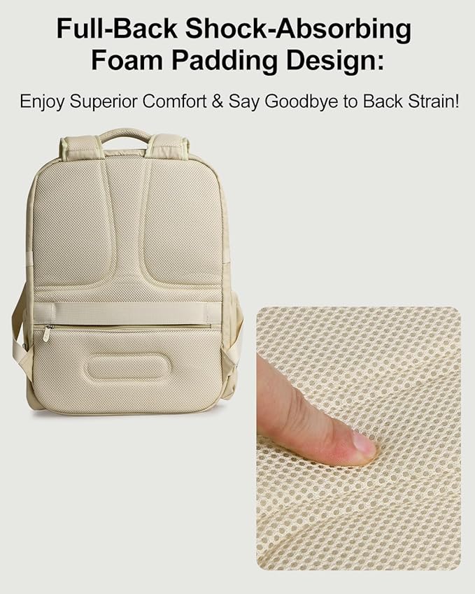 Travel Backpack for Women & Men, Large Carry On Personal Item Bag Airline Approved, Waterproof Traveling Overnight Bags, Gifts Laptop Backpack for Travelers College-Students Commuters (Beige)