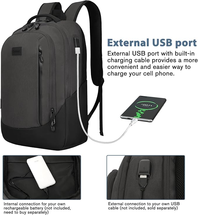 Goloni Multi-functional Travel Backpack, Large Capacity for Men Women Waterproof Business Work Bag, College Laptop Backpack with USB Charging Port, Suitable for 17-inch Computers