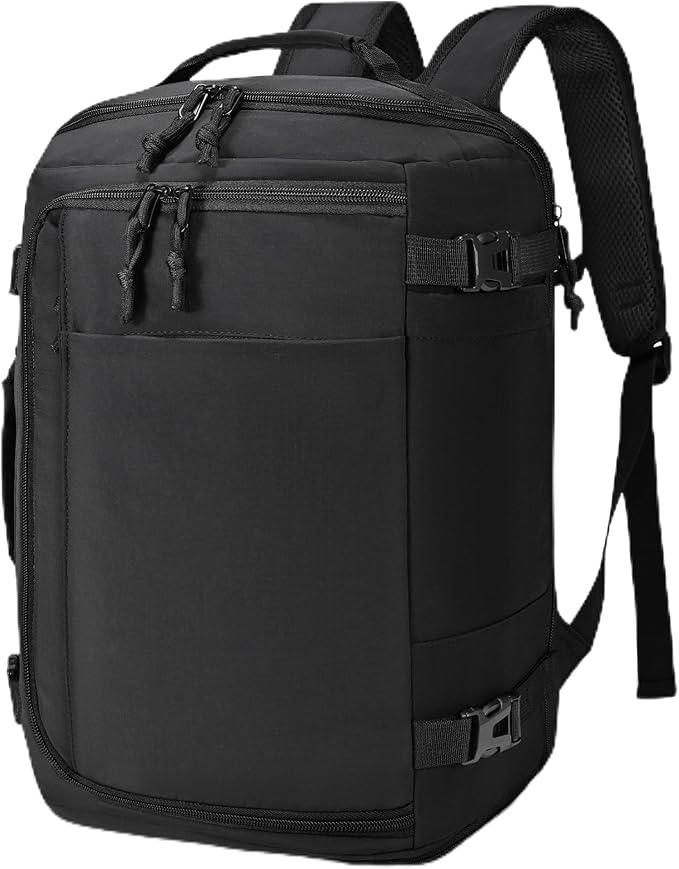 40x30x20 cm Travel Bag Personal Item Ryanair Approved Backpack Expandable to 40x30x25cm Carry On Underseat with USB Charging Port for Men Women, Black