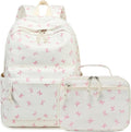 LEDAOU Backpack for Girls Kids Backpack with Lunch Box Preschool Kindergarten Elementary BookBag Primary School Bag Set (Pink bow)