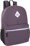 Large School Backpacks with Mesh Side Pockets – Classic 19 Inch Solid Color Backpacks for Kids, Men, Women, Travel (Purple & Lilac)