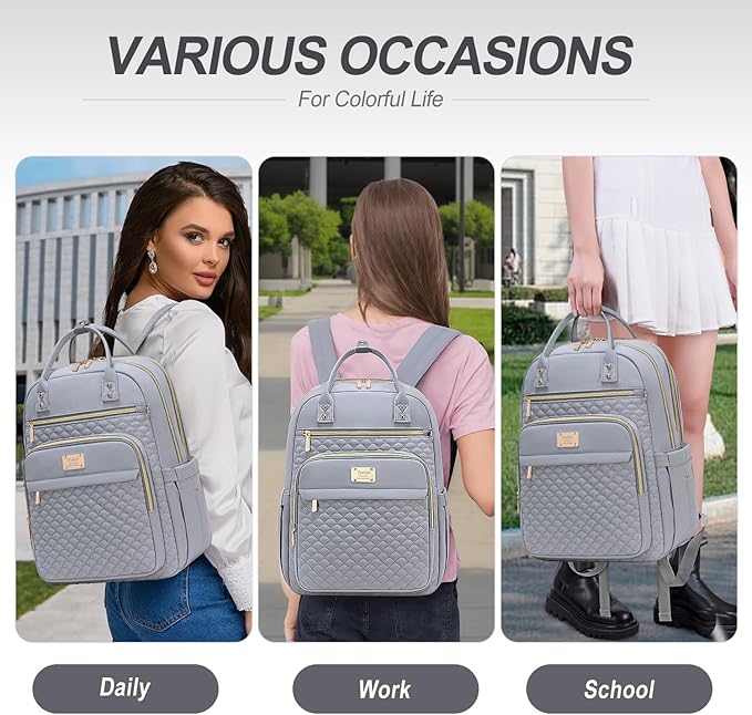Laptop Backpack for Women,15.6 Inch Laptop Backpack for Work,Water Resistant Travel Backpack,College Bookbag with Wallet