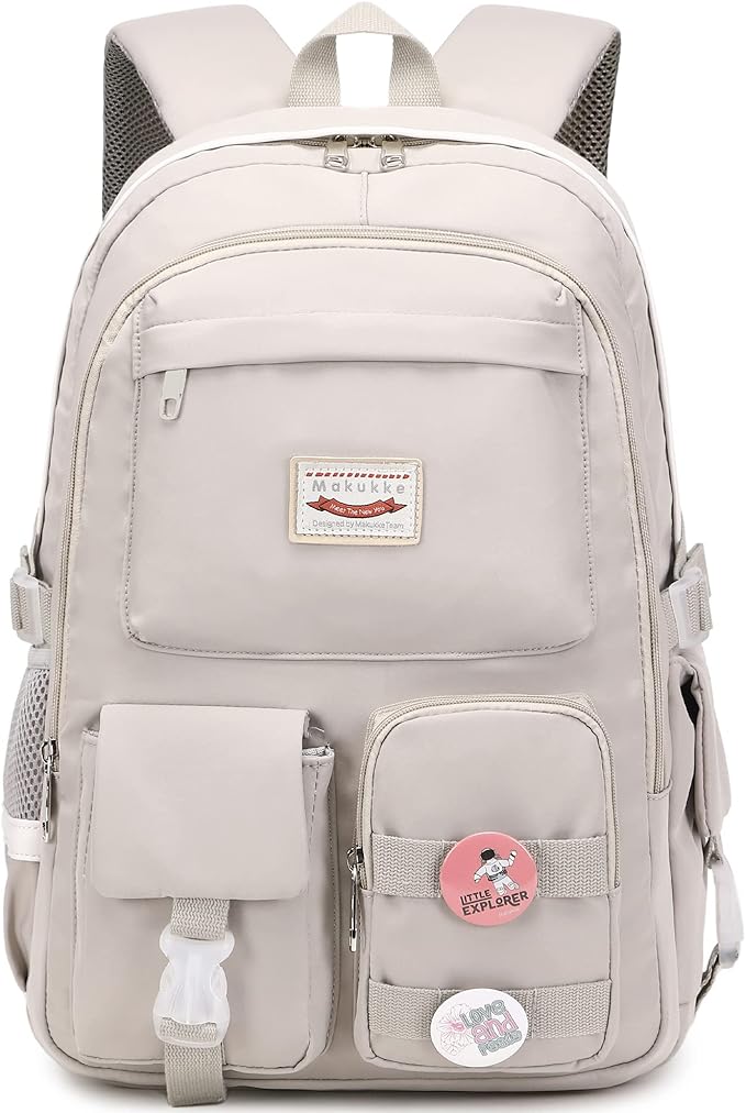 Makukke School Backpacks for Teen Girls - Laptop Backpacks 15.6 Inch College Cute Bookbag Anti Theft Women Casual Daypack,Gray